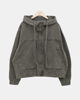 Jepu Pigment-Washed Hoodie Jacket