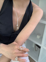 [925silver] Vカットドロップパールネックレス
