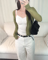 モダールレース シャーリング クロップドノースリーブシャツ(3 colors)