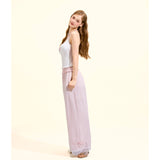 [GirlyFancyClub] Pink Tencel Linen Pants for Women Lazy Comfortable Dual-Wear Elastic Waist Straight Leg Carrot Pants