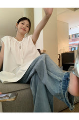 フレンチシャツ ルーズフィット ノースリーブTシャツ
