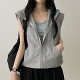 Long Pup Big Hooded Anorak String Hooded Windbreaker Vest Zip-up