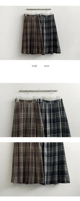 Daren シックバックバンドチェックプリーツロングスカート