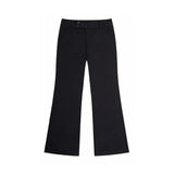 LOW-RISE TWO BUTTON BOOTS CUT PANTS (BLACK)