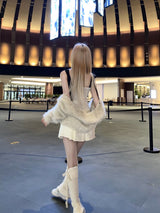 1194. Banding point satin pleats mini sk (2color)
