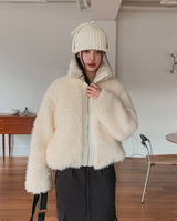 Light Boucle String Fur Jacket
