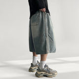 Kfer Banding Track Line Washing Denim Bermuda Shorts