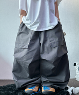 FRONT TWO RIVET POCKET BALLOON PARACHUTE COTTON BIG PANTS 💚🩶🖤🤎 - 4 COLORS
