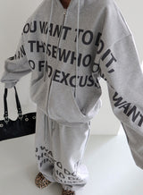 [UNISEX] ワンツーレタリングオーバーサイズフィットフーディドジップアップジャケット