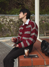 [wool21%] sway multi-stripe cardigan