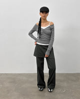 [MADE] Shabni V-neck Shirring Long-sleeved T-shirt