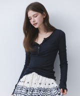シアー レース ボタン Tシャツ_TT6S204NY