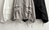 Shelly Gauze Two-Line High-Neck Zip-Up Jumper