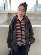 Leshu Stripe Fleece Zip-Up Jumper