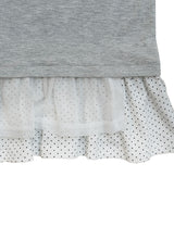dot frill layered top / gray