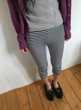Mimi Stripe Layered Three Quarter Leggings Pants