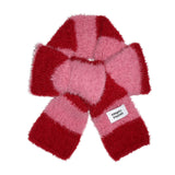 sleeve fluffy stripe muffler (red)