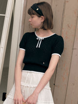 RIBBON SKASHI HALF KNIT BLACK