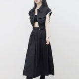 Aperi shirt pocket zip-up + skirt set