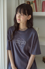 26SS★ Cat's Heart Chain Embroidery Short Sleeve Tee