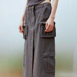 Cargo Long Skirt (CHACOAL)