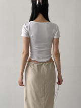 Marine Square Neck Crop Short Sleeve T-shirt