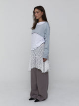 Floral Lace Midi Skirt_White