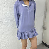 ストライプリンクルTシャツ パープル
