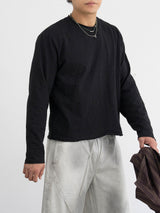 Slub damaged crop long sleeves 3color