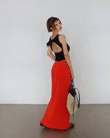 Back Slit Ribbon Knot Round Sleeveless