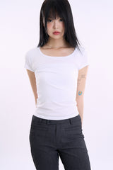 Solid slim wide-neck T-shirt