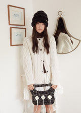Stripe Fur Beanie - Black