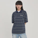 ストライプ ピケ ハーフスリーブ Tシャツ