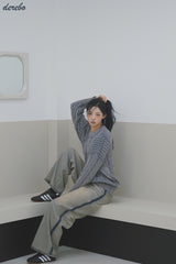 Retro-strip loose fit knitwear