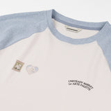 ラグランワッフル長袖Tシャツ_ スカイブルー