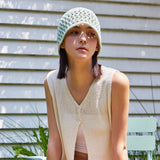 VZ ロングラベルパンチングニットバケットハット / Green