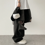 Andy Knee Damage Cutting Deep Washed Denim Wide Pants