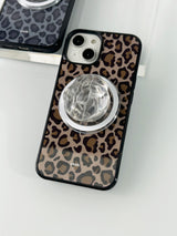 Leopard Magsafe Glass Bumper Case(Brown)