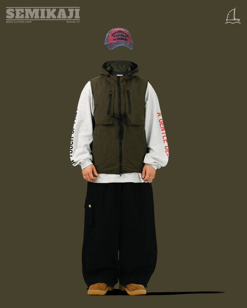 PI Cargo Button Wide Balloon Pants