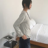 コンテストライプ オーバーサイズフィット 長袖Tシャツ