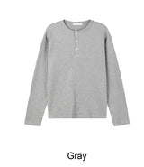 Tove Waffle Henley Neck Long Sleeve Tee
