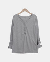 Tinel Shirring Roll-Up Long Sleeve T-Shirt