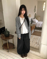 マディンリボンドットフリルロングスリーブTシャツ