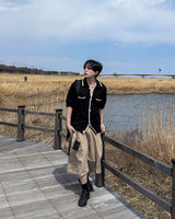 (belt presentation) Cotton Bermuda Pants