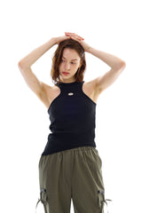UNBALANCE SLEEVELESS TOP / BLACK