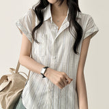 Bronze stripe roll-up short sleeve shirt