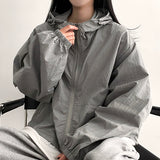 Eason Square Pattern Checkered Windbreaker Hooded Jumper
