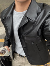 Millie cropped leather blazer jacket