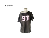 Tekin Lettering Off-Shoulder Overfit Short Sleeve T-Shirt