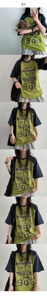 [H&L] LANF Color Coloring Raglan Short-Sleeved T-shirt